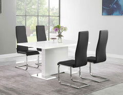 Best Furniture Outlet - Coaster - Anges 5-piece Dining Table Set White High Gloss and Black - 102310-S5K
