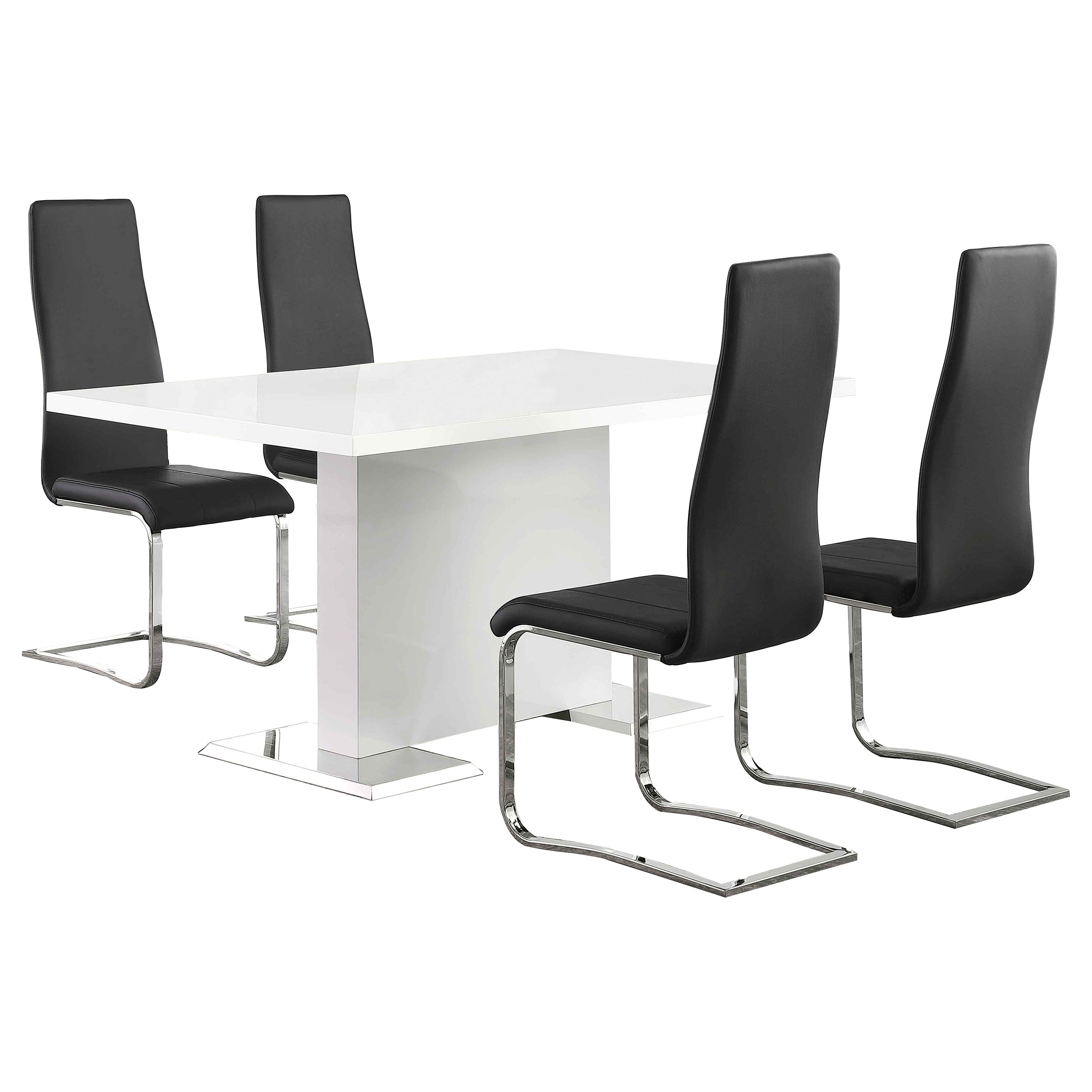 Anges 5-piece Dining Table Set White High Gloss and Black