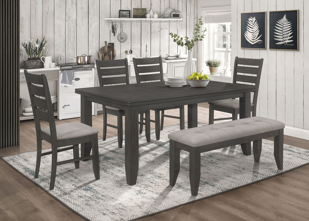 Best Furniture Outlet - Coaster - Dalila 6-piece Rectangular Dining Table Set Dark Grey - 102721GRY-S6