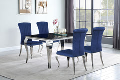 Best Furniture Outlet - Coaster - Carone 5-piece 61-inch Rectangular Black Glass Dining Set Blue - 105071-S5B