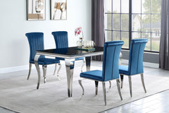 Best Furniture Outlet - Coaster - Carone 5-piece 61-inch Rectangular Black Glass Dining Set Teal - 105071-S5T