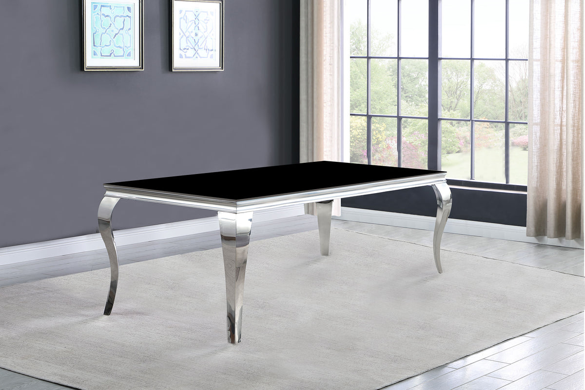 Best Furniture Outlet - Coaster - Carone Rectangular 61-inch Glass Top Dining Table Black - 105071