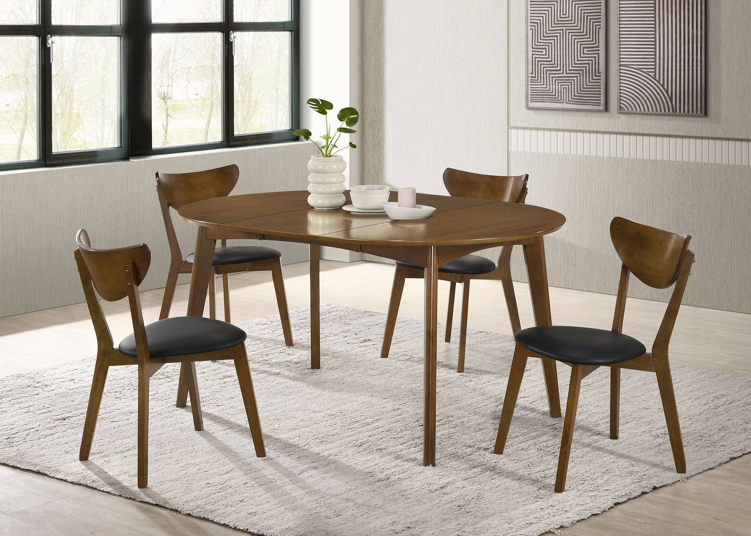 Best Furniture Outlet - Coaster - Jedda 5-piece Oval Dining Table Set Dark Walnut - 105361-S5
