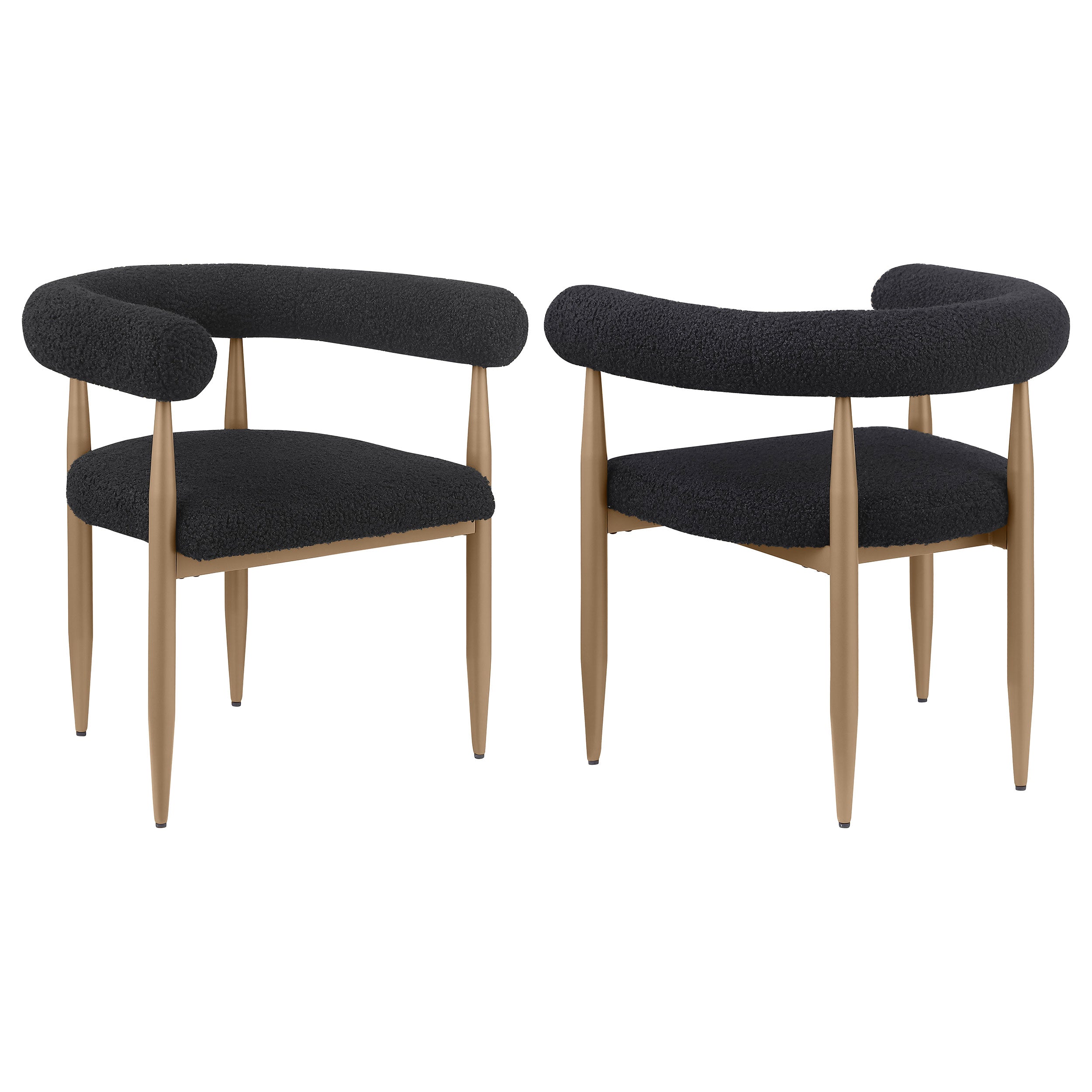 Best Furniture Outlet - Coaster - Dunmore Boucle Upholstered Dining Arm Chair Black (Set of 2) - 105762