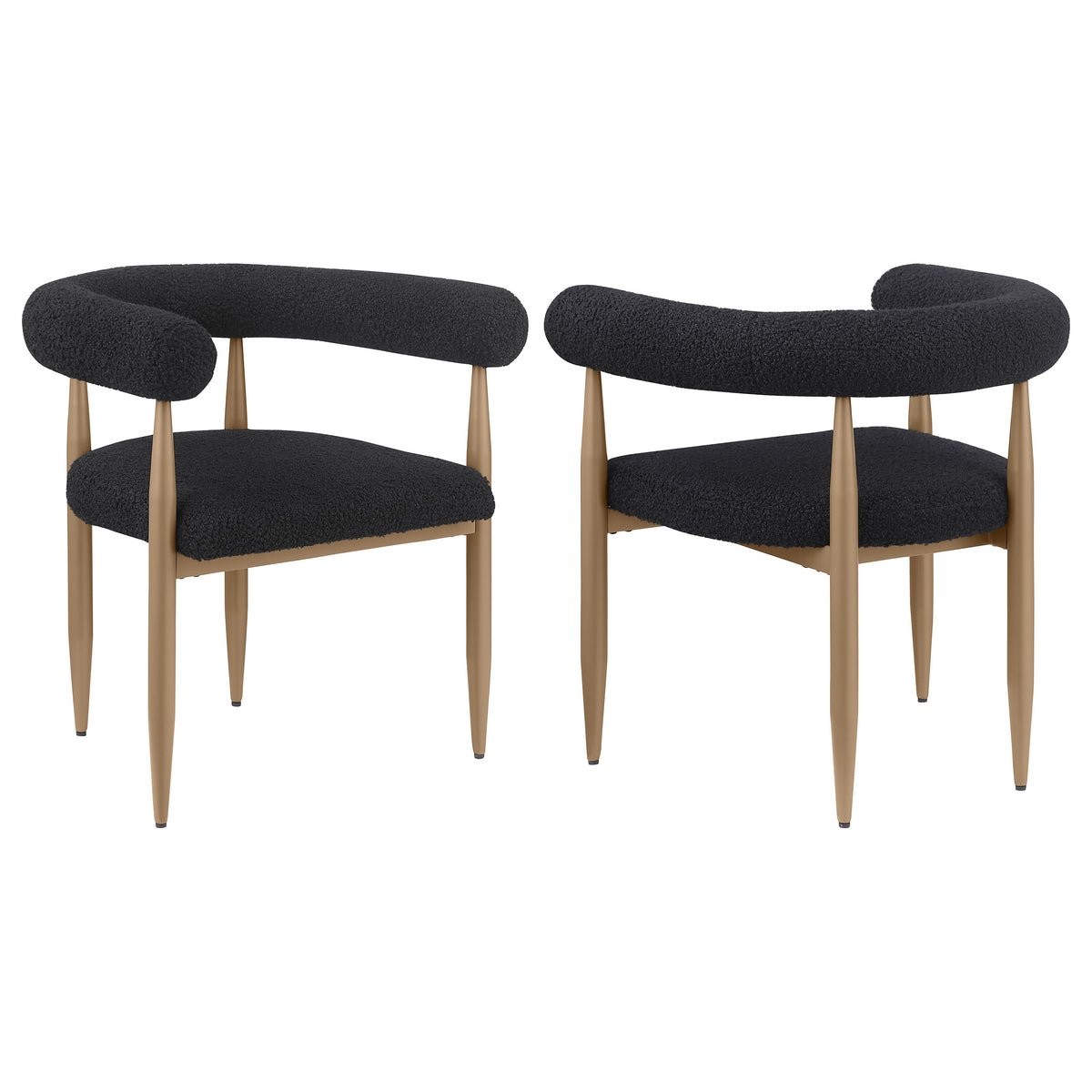 Best Furniture Outlet - Coaster - Dunmore Boucle Upholstered Dining Arm Chair Black (Set of 2) - 105762