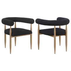 Best Furniture Outlet - Coaster - Dunmore Boucle Upholstered Dining Arm Chair Black (Set of 2) - 105762