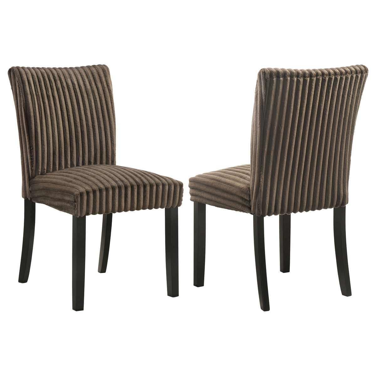 Best Furniture Outlet - Coaster - Dermott Upholstered Parson Dining Side Chair Chocolate (Set of 2) - 106512CH