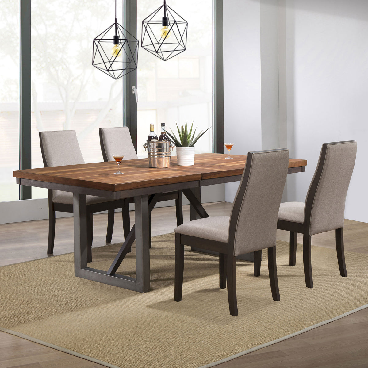 Best Furniture Outlet - Coaster - Spring Creek 5-piece Rectangular Dining Table Set Taupe - 106581-S5G