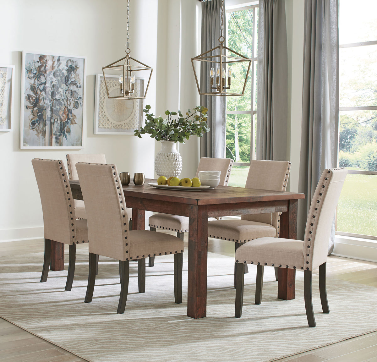 Best Furniture Outlet - Coaster - Coleman 7-piece Rectangular Dining Set Rustic Golden Brown - 107041-S7A