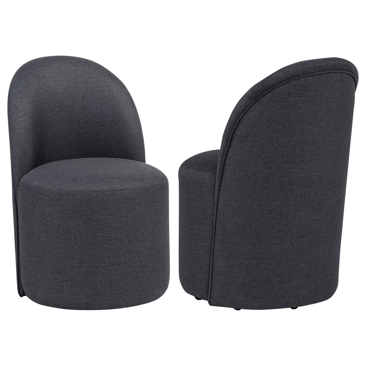 Best Furniture Outlet - Coaster - Aubrey Upholstered Barrel Dining Side Chair Charcoal (Set of 2) - 107062CHAR