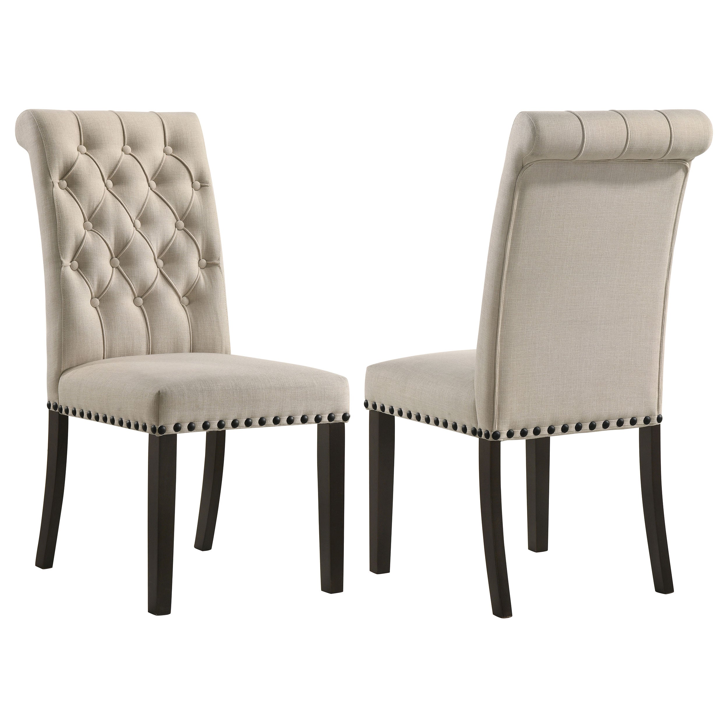 Best Furniture Outlet - Coaster - Alana Upholstered Dining Side Chair Beige Smokey Black (Set of 2) - 107286