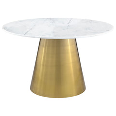 Best Furniture Outlet - Coaster - Ambrose Round 50-inch Marble Top Dining Table Brushed Gold  - 107600