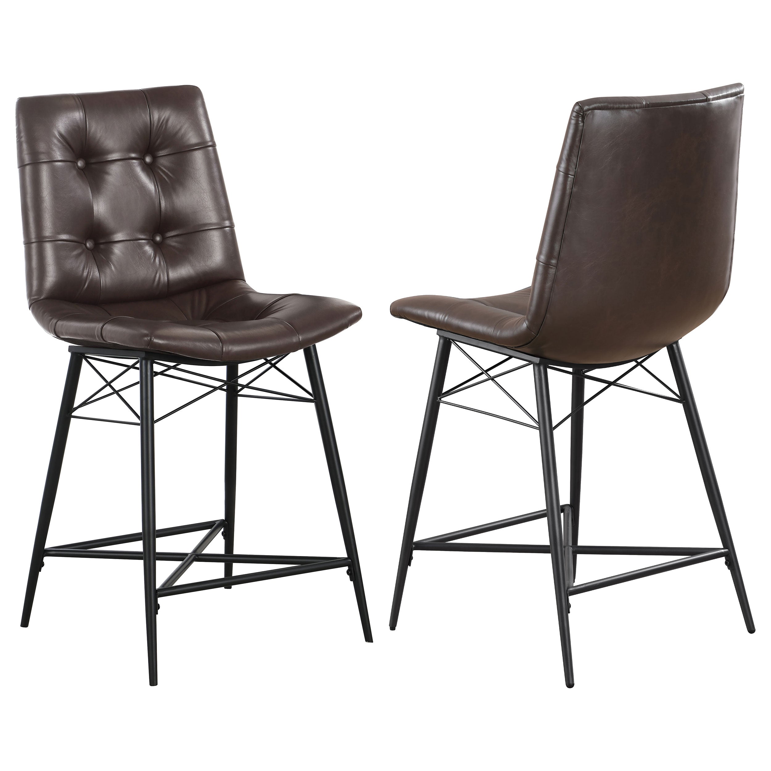 Best Furniture Outlet - Coaster - Aiken Upholstered Tufted Counter Chair Brown (Set of 2) - 107860