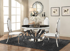 Best Furniture Outlet - Coaster - Anchorage 5-piece Round Stainless Steel Dining Set Chrome - 107891-S5