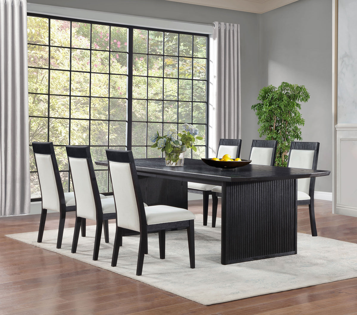 Best Furniture Outlet - Coaster - Brookmead 7-piece Extension Leaf Dining Table Set Black - 108231-S7A