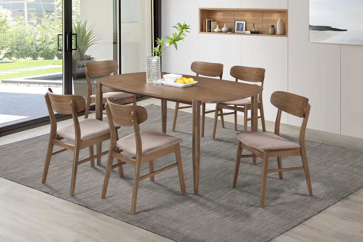 Best Furniture Outlet - Coaster - Dortch 7-piece Oval Solid Wood Dining Set Walnut - 108461-S7