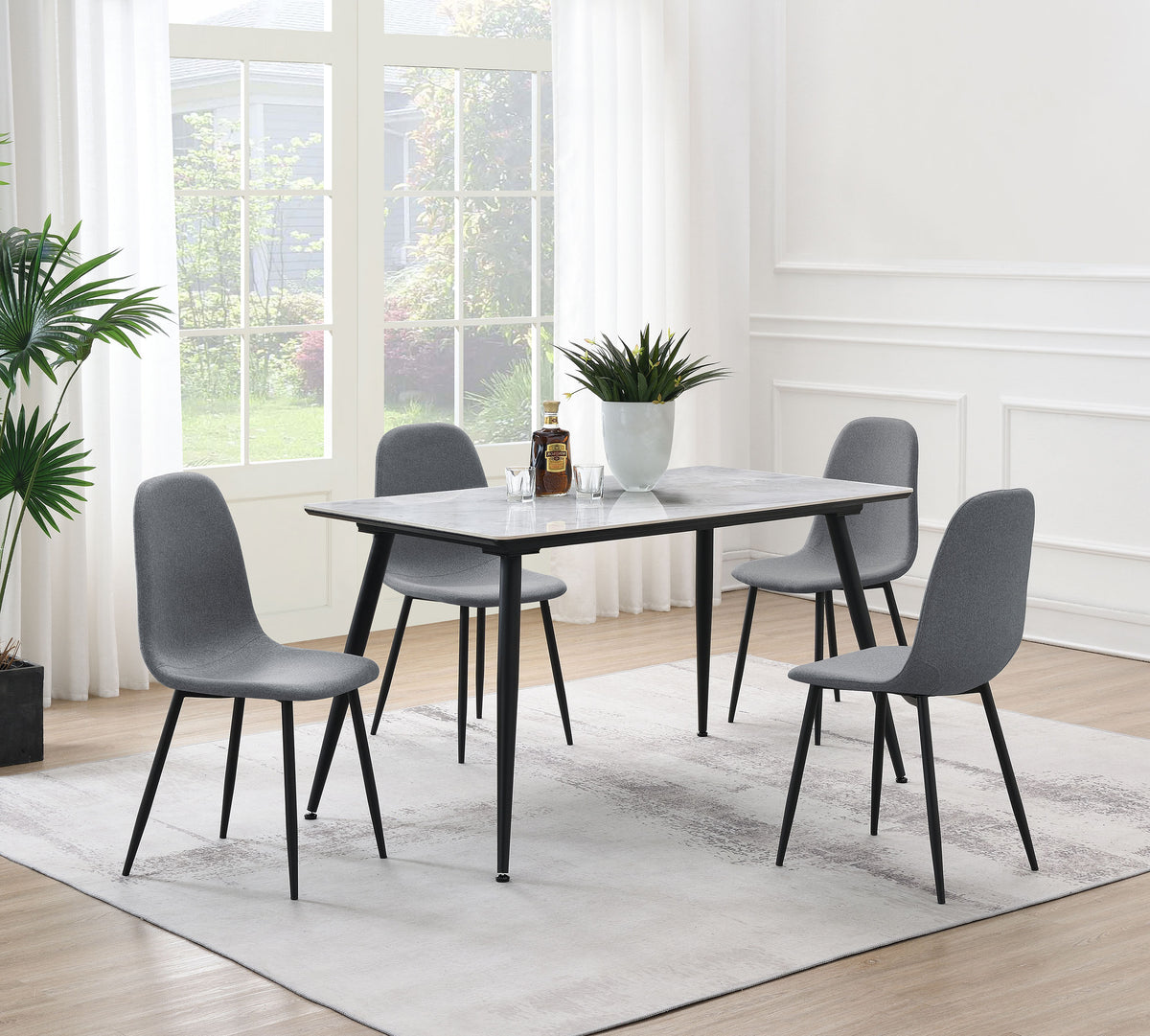 Best Furniture Outlet - Coaster - Dennison 5-piece Rectangular Dining Table Set Grey  - 108531-S5