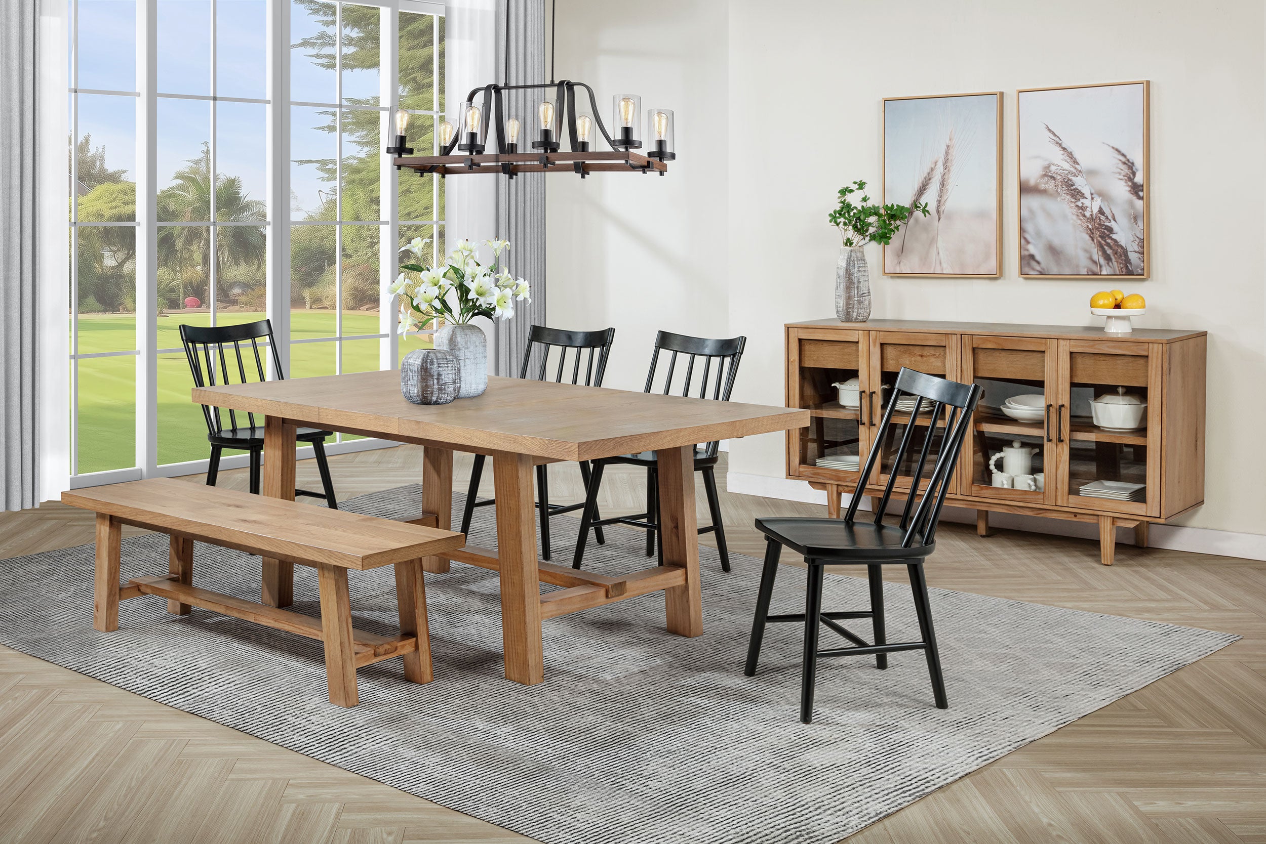 Best Furniture Outlet - Coaster - Middleton 6-piece Extension Leaf Dining Set Brown and Black - 108540-S6B