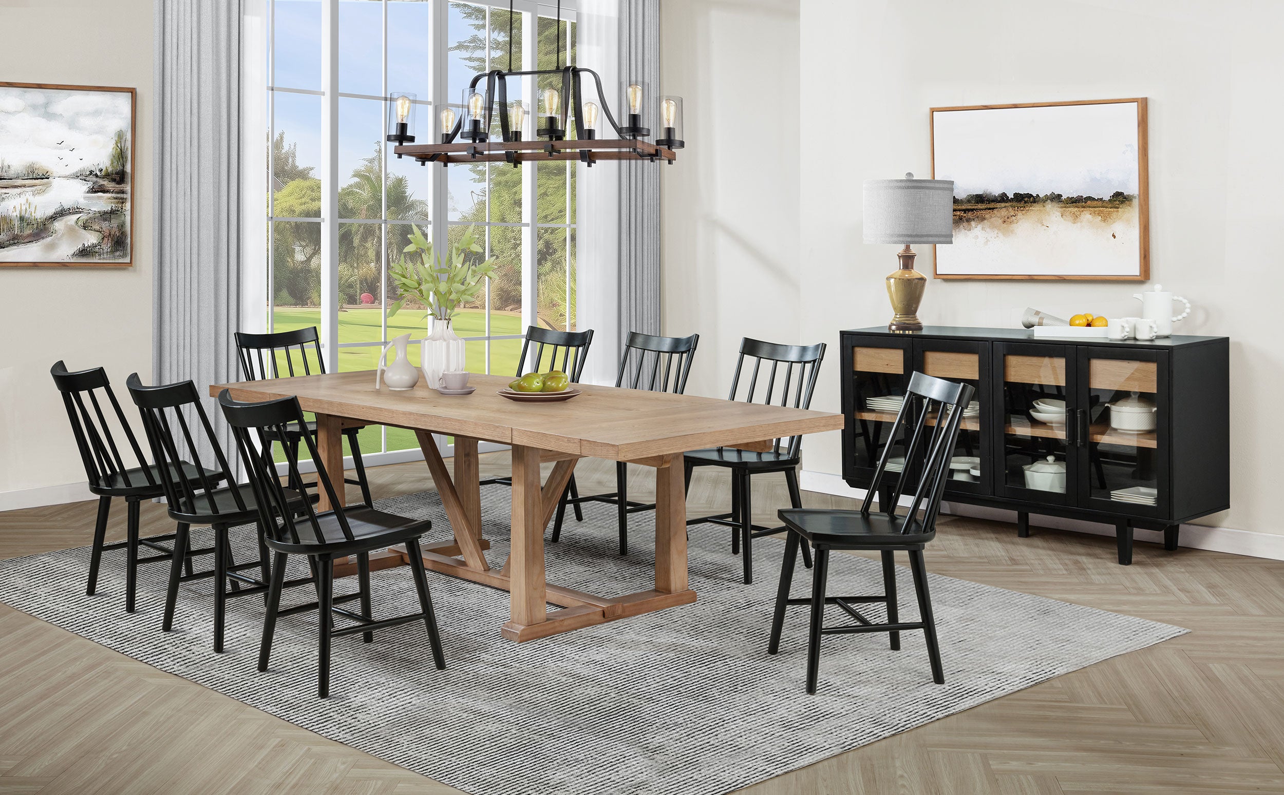 Best Furniture Outlet - Coaster - Middleton 10-piece Extension Leaf Dining Set Natural Brown and Black - 108541-S10B