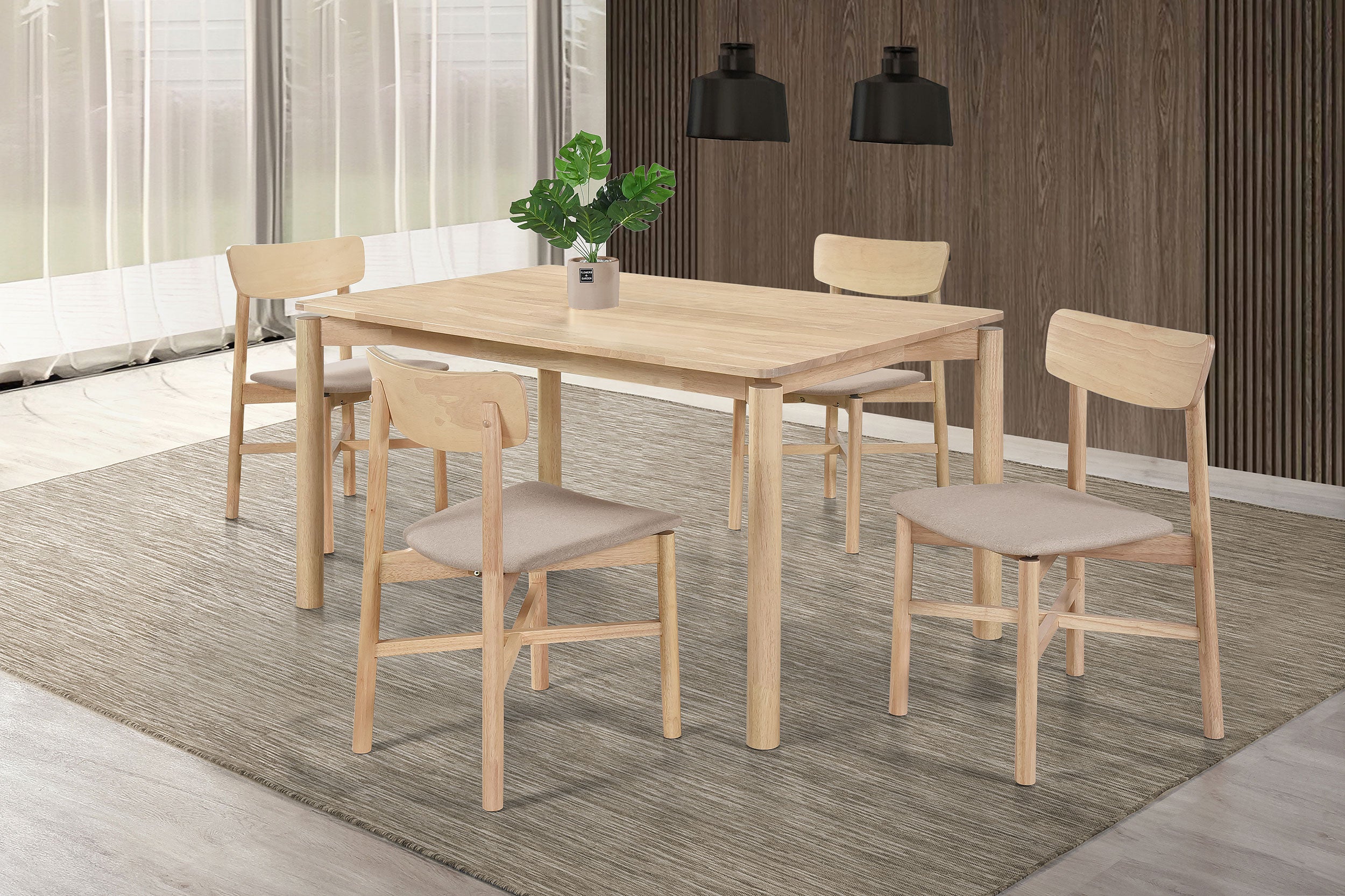 Best Furniture Outlet - Coaster - Parkridge 5-piece 59-inch Wood Dining Set White Washed - 108551-S5