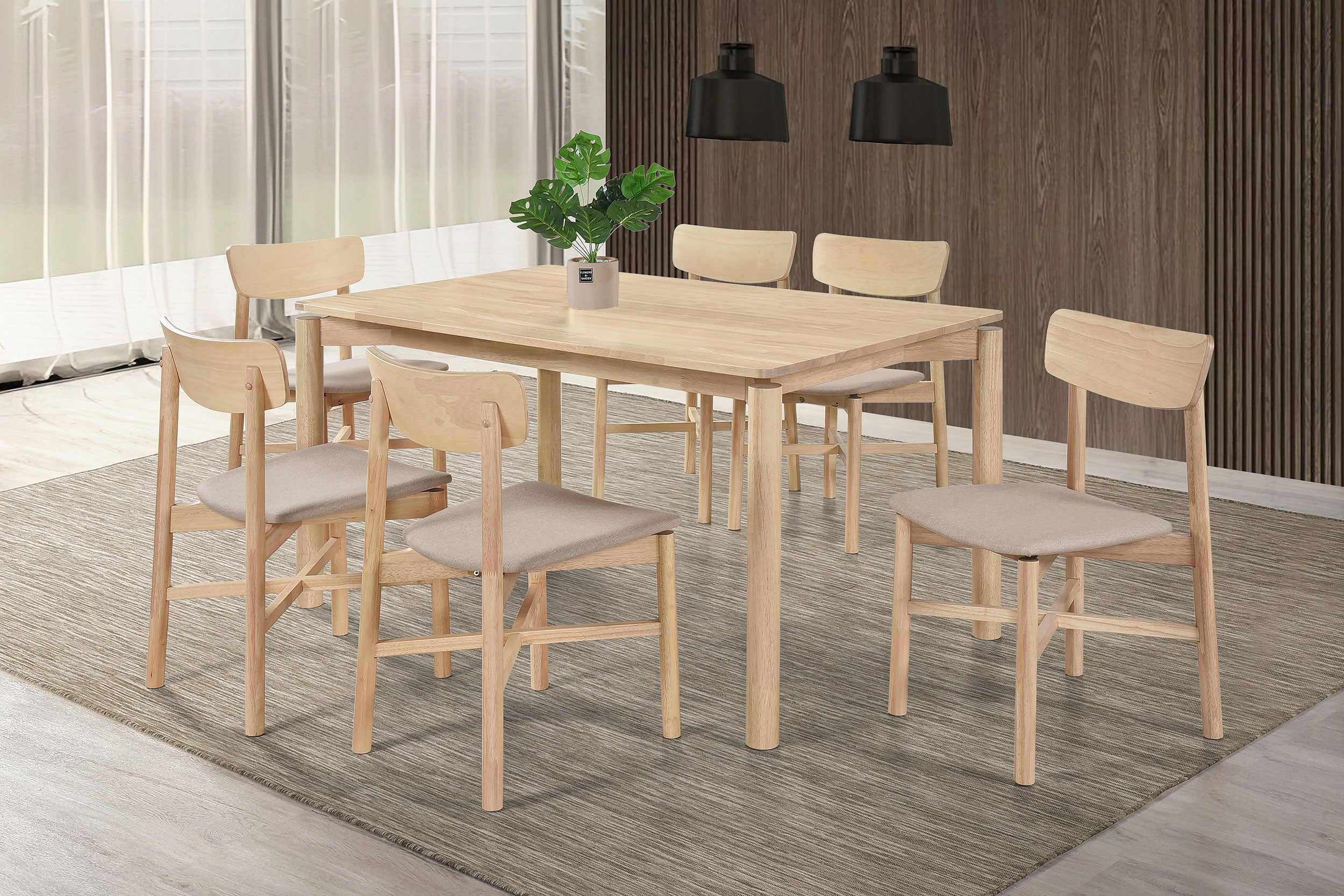 Best Furniture Outlet - Coaster - Parkridge 7-piece 59-inch Wood Dining Set White Washed - 108551-S7
