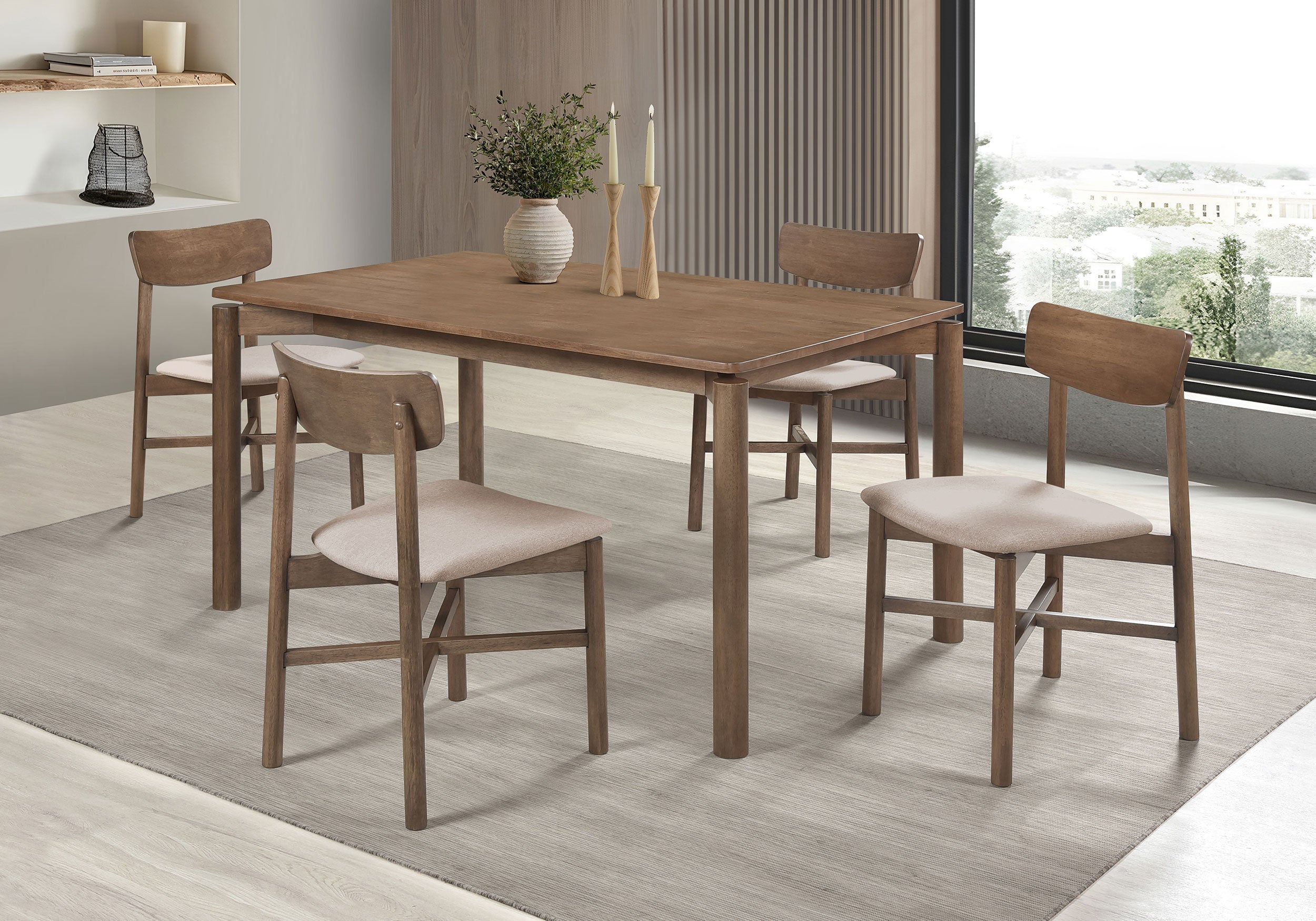 Best Furniture Outlet - Coaster - Parkridge 5-piece 59-inch Wood Dining Set Natural Walnut - 108561-S5