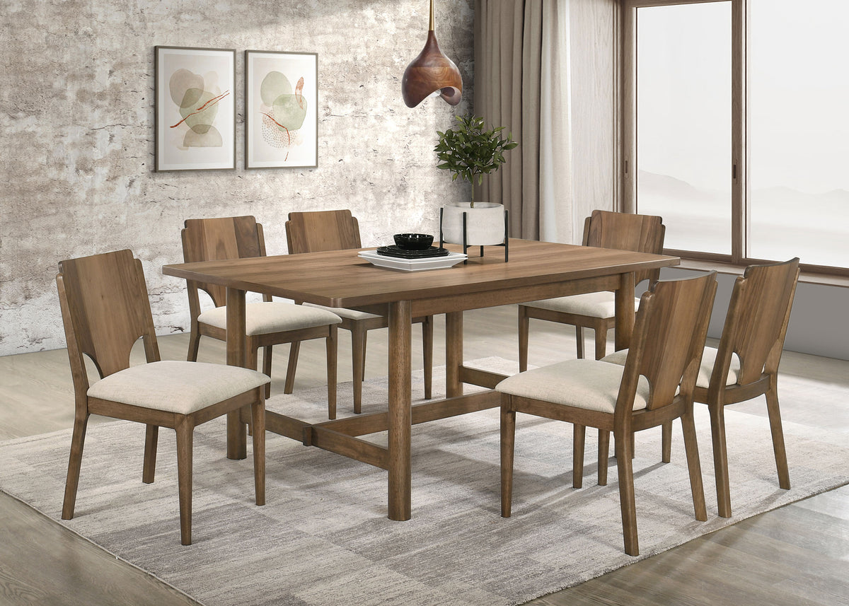Best Furniture Outlet - Coaster - Crestmore 7-piece Rectangular Dining Table Set Walnut - 108571-S7