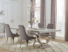 Best Furniture Outlet - Coaster - Antoine 5-piece Rectangular Glass Top Dining Table Set Grey - 108811-S5G