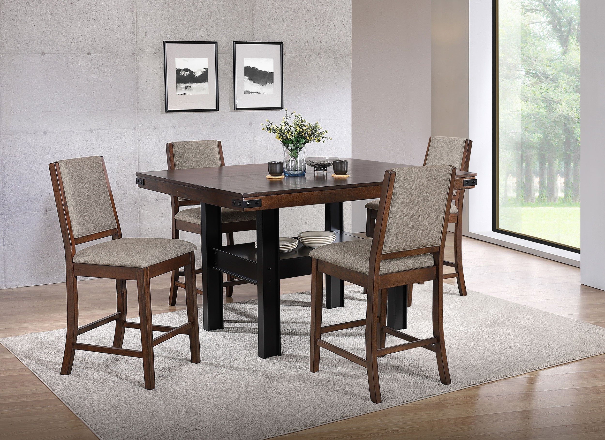 Best Furniture Outlet - Coaster - Patterson 5-piece Counter Height Dining Set Mango Oak  - 108888-S5