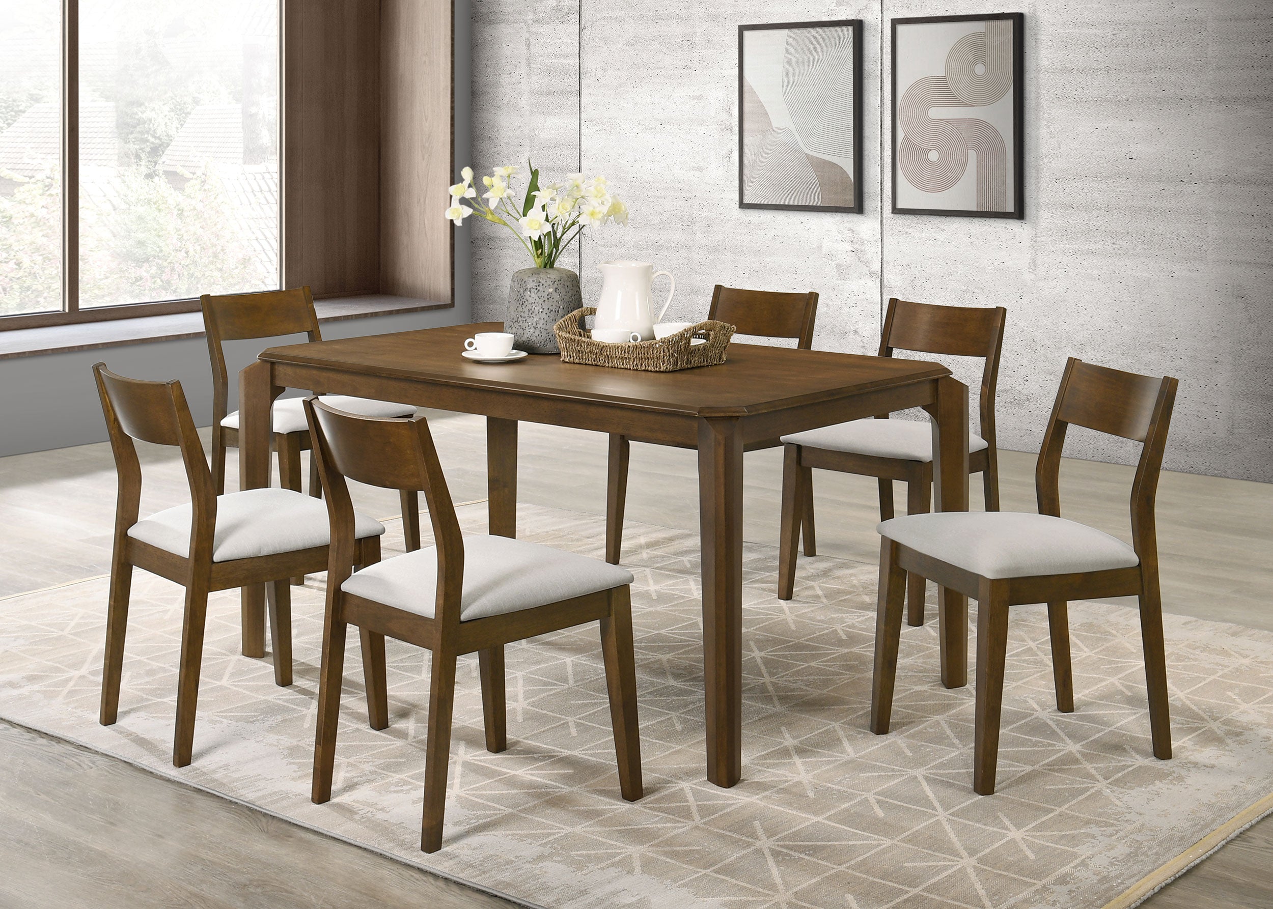 Best Furniture Outlet - Coaster - Almonte 7-piece 59-inch Rectangular Dining Set Dark Brown - 108921-S7