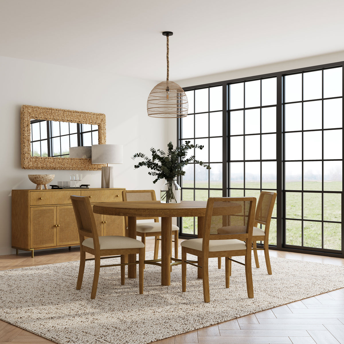 Best Furniture Outlet - Coaster - Arini 5-piece Round Dining Room Table Set Sand Wash - 108930-S5W
