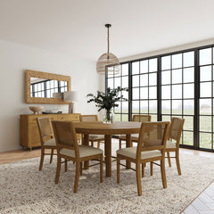 Best Furniture Outlet - Coaster - Arini 7-piece Round Dining Room Table Set Sand Wash - 108930-S7W