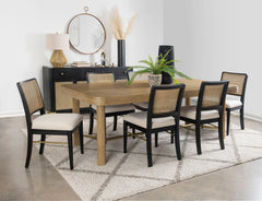 Best Furniture Outlet - Coaster - Arini 7-piece Extension Leaf Dining Table Set Sand Wash and Black - 108931-S7B