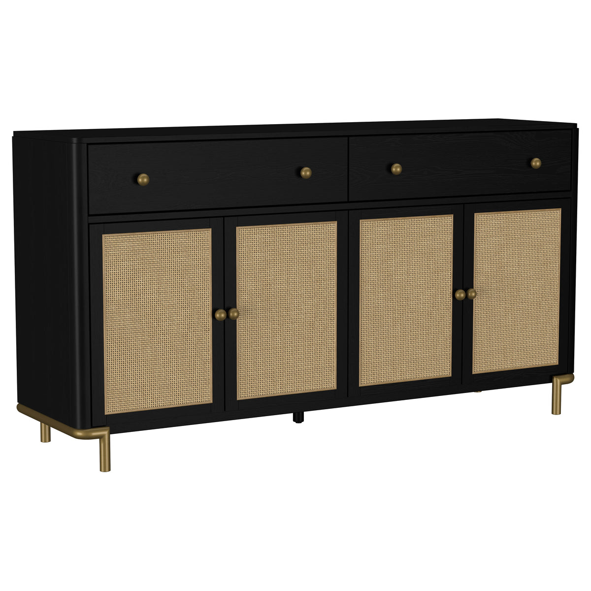 Best Furniture Outlet - Coaster - Arini 2-drawer Cane Door Dining Sideboard Server Black - 108935BLK