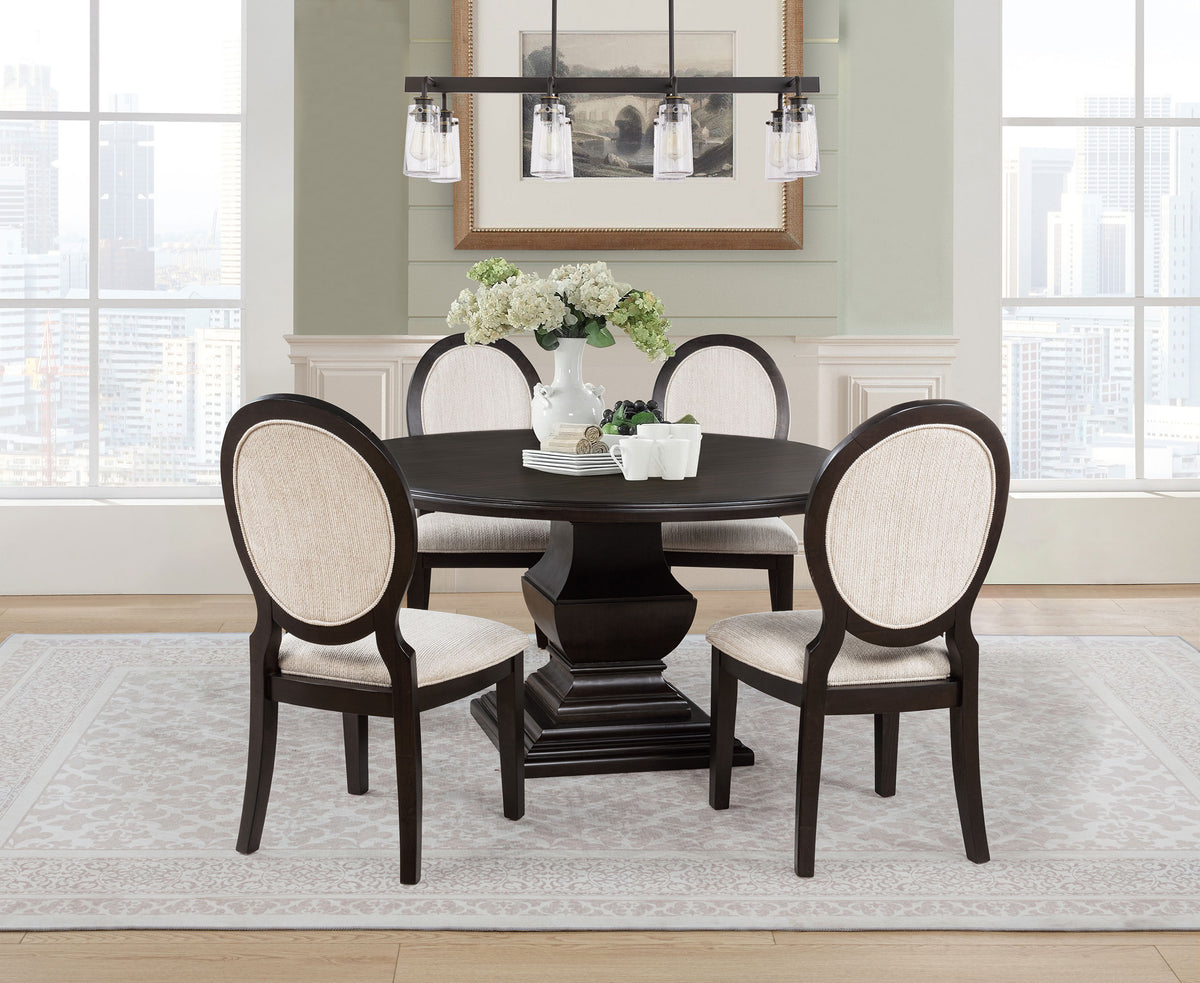 Best Furniture Outlet - Coaster - Twyla 5-piece Round Wood Dining Room Table Set Dark Cocoa - 109230-S5