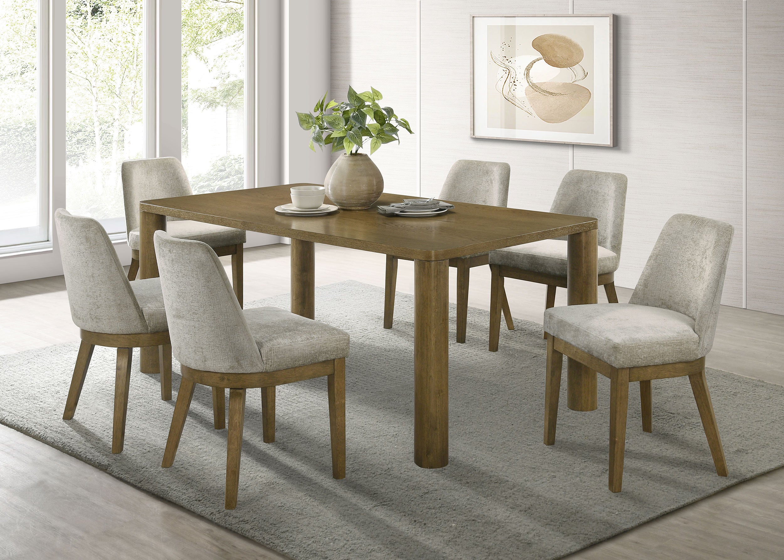 Best Furniture Outlet - Coaster - Castlewood 7-piece 71-inch Rectangular Dining Set Brown Oak - 109351-S7