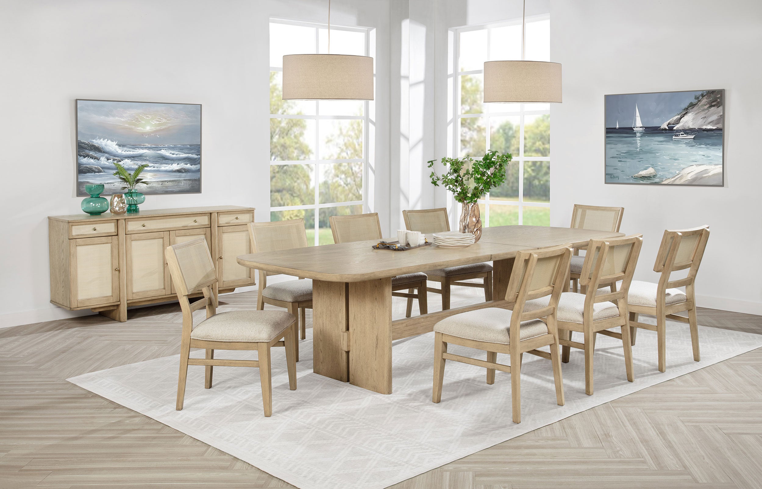Best Furniture Outlet - Coaster - Kailani 10-piece Wood Dining Set with Sideboard Beige Oak - 109381-S10