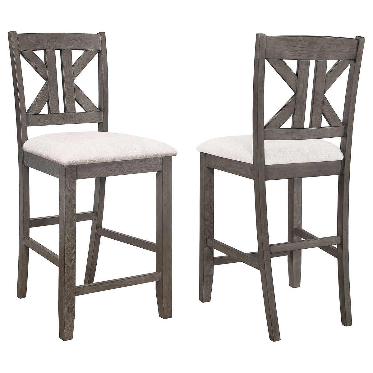 Best Furniture Outlet - Coaster - Athens Wood Counter Chair with Cushion Barn Grey (Set of 2) - 109859