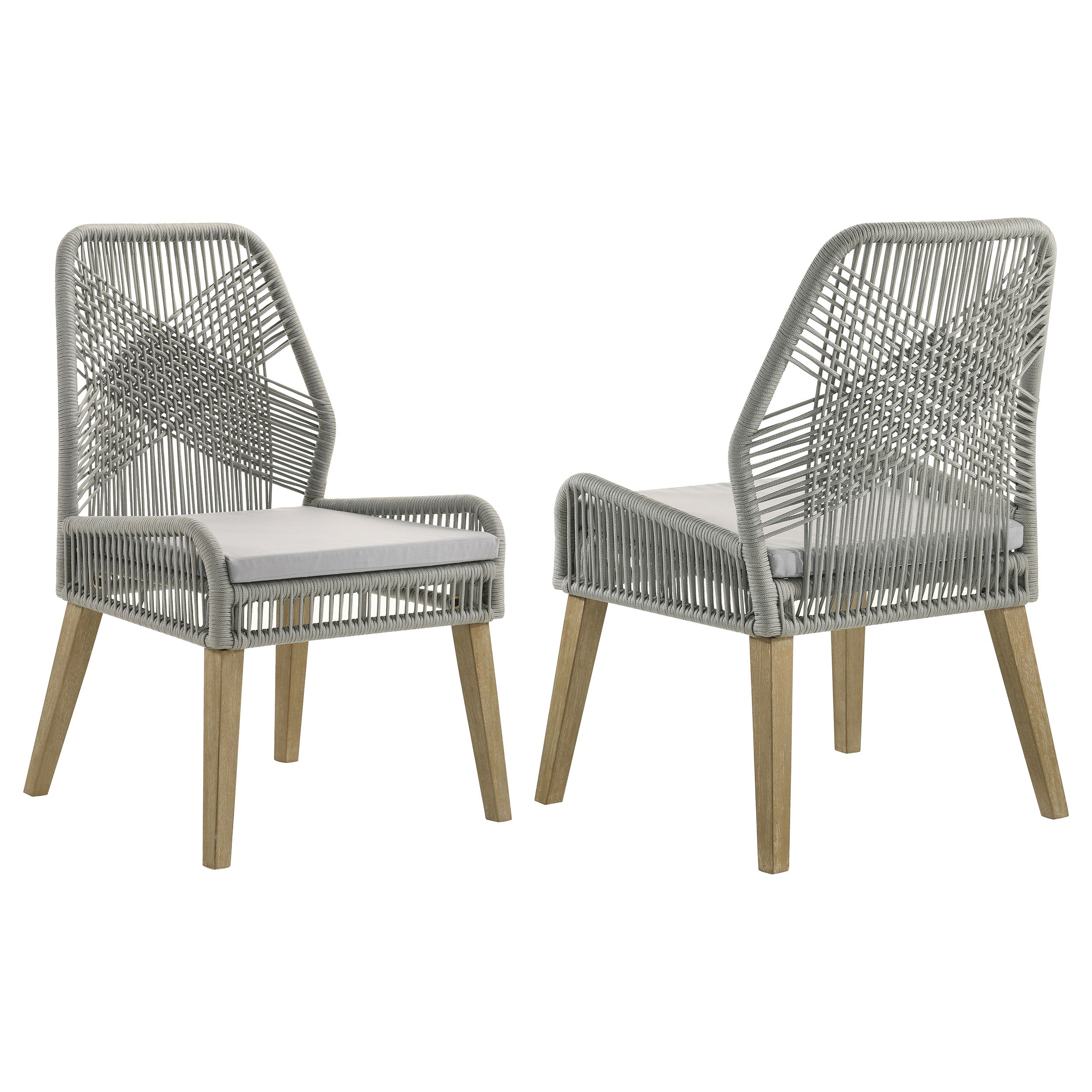 Best Furniture Outlet - Coaster - Nakia Woven Rope Dining Side Chairs Grey (Set of 2) - 110033