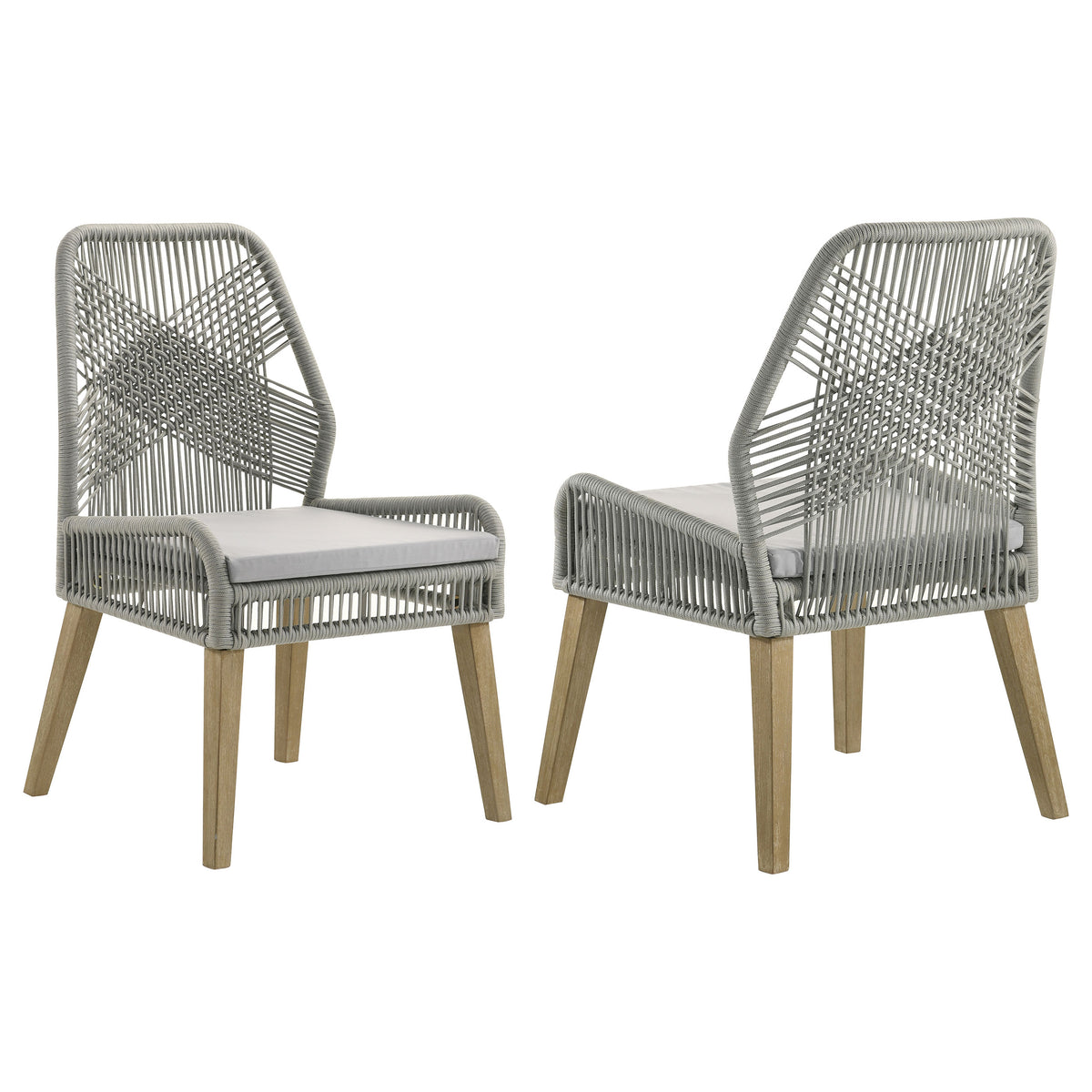 Best Furniture Outlet - Coaster - Nakia Woven Rope Dining Side Chairs Grey (Set of 2) - 110033