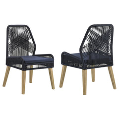 Best Furniture Outlet - Coaster - Nakia Woven Rope Dining Side Chairs Dark Navy (Set of 2) - 110034