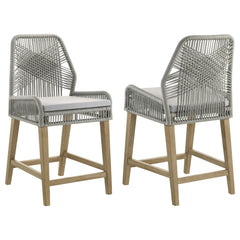 Best Furniture Outlet - Coaster - Nakia Woven Rope Counter Chair with Cushion Grey (Set of 2) - 110035