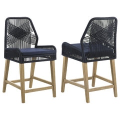 Best Furniture Outlet - Coaster - Nakia Woven Rope Counter Chair with Cushion Navy (Set of 2) - 110036