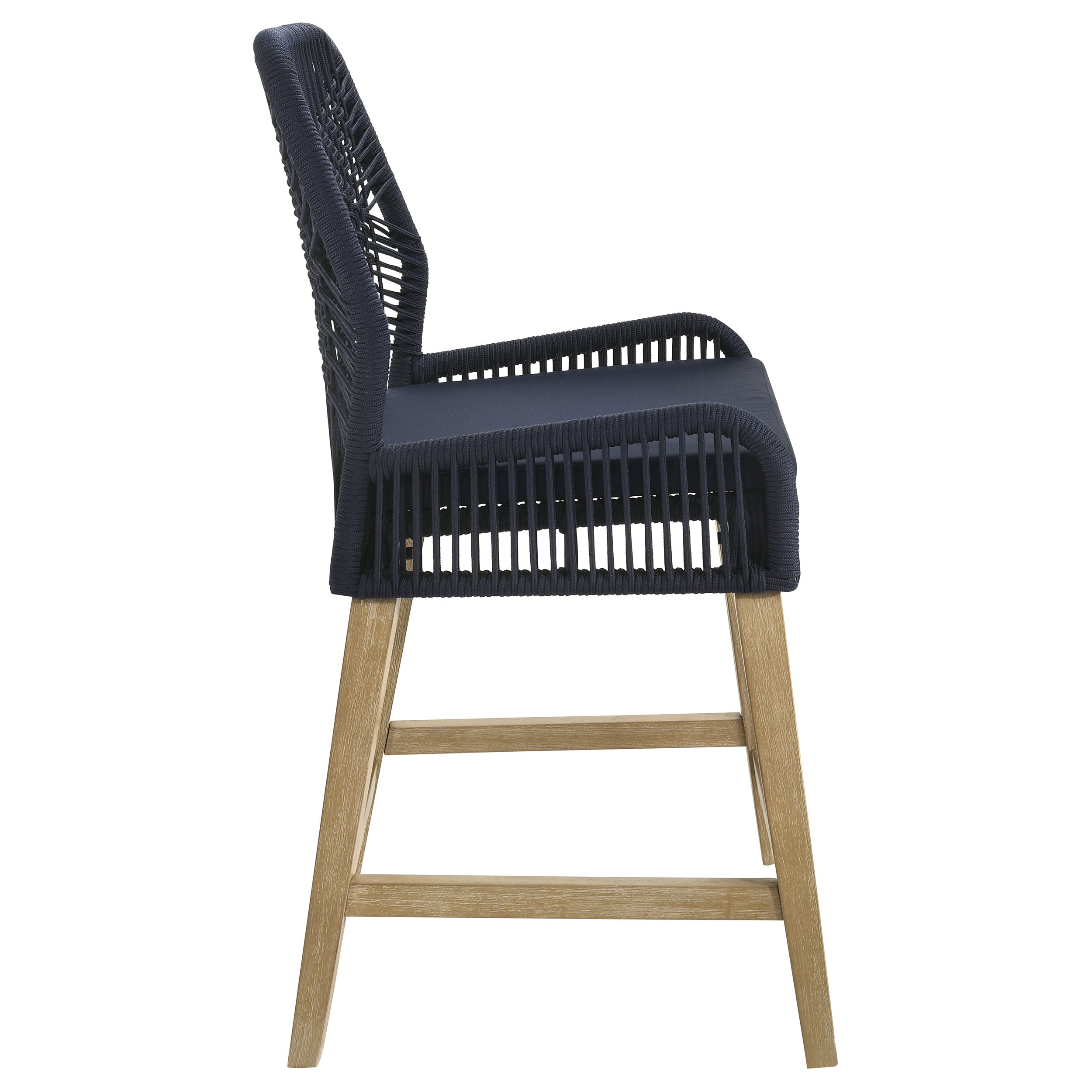 Nakia Woven Rope Counter Chair with Cushion Navy (Set of 2)