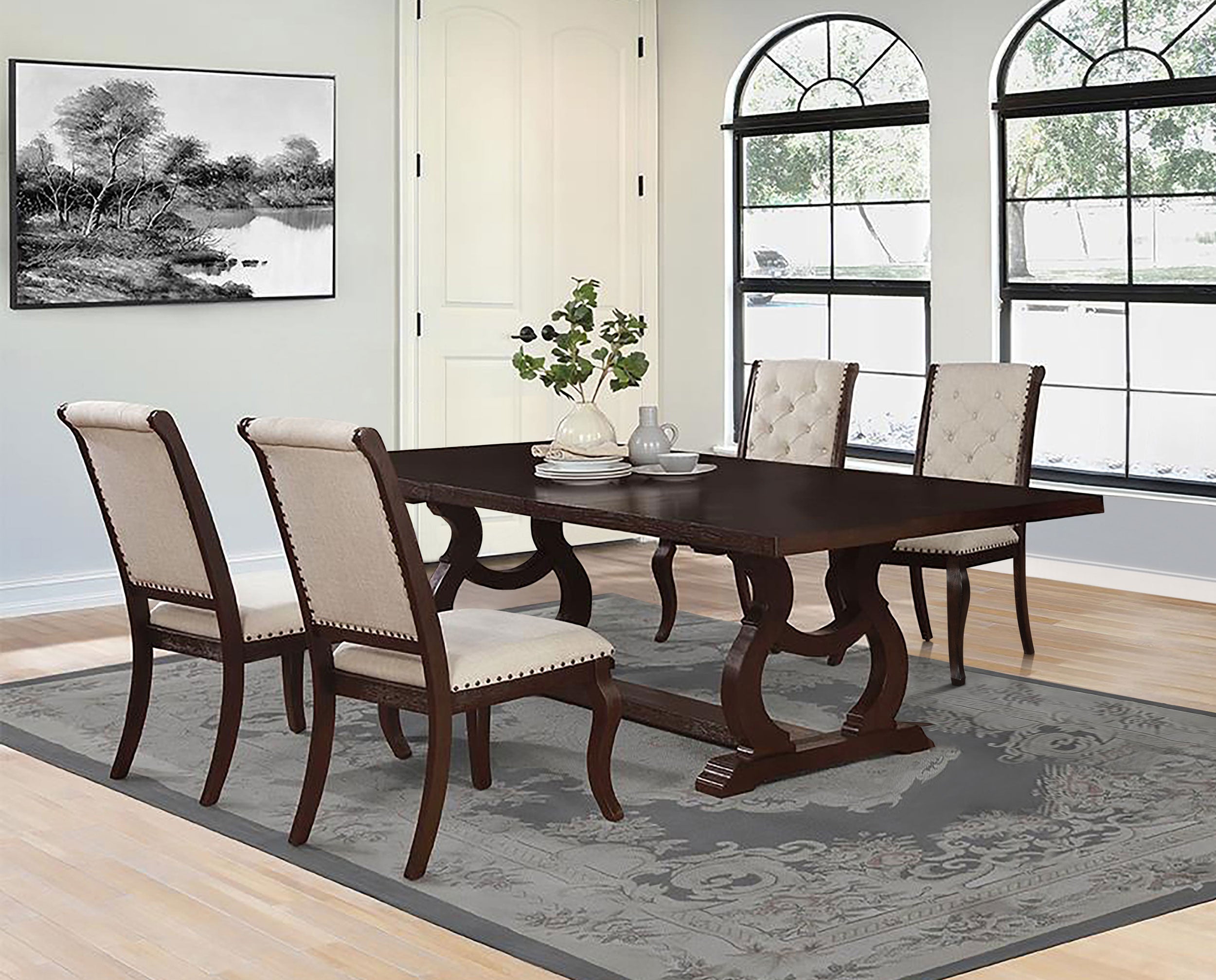 Best Furniture Outlet - Coaster - Brockway 5-piece Extension Leaf Dining Set Antique Java - 110311-S5