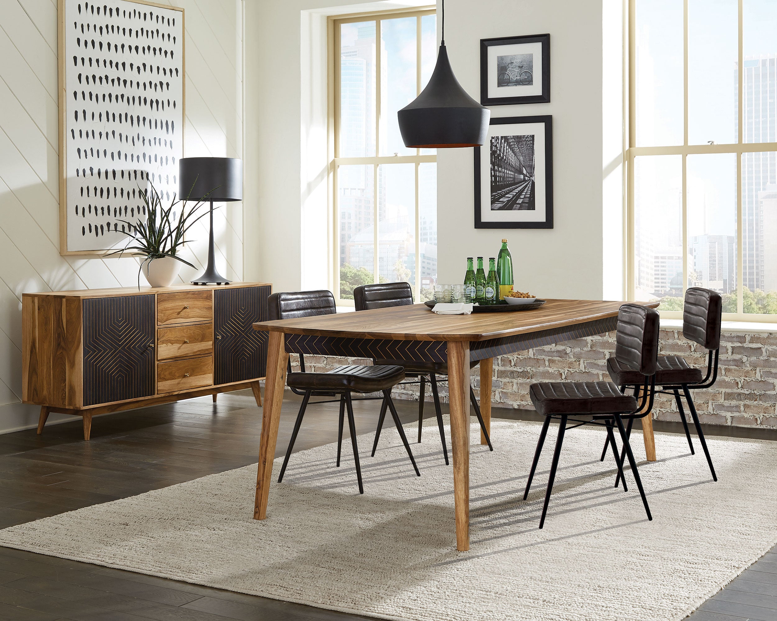 Best Furniture Outlet - Coaster - Partridge 5-piece Dining Set Natural Sheesham and Espresso - 110571-S5E