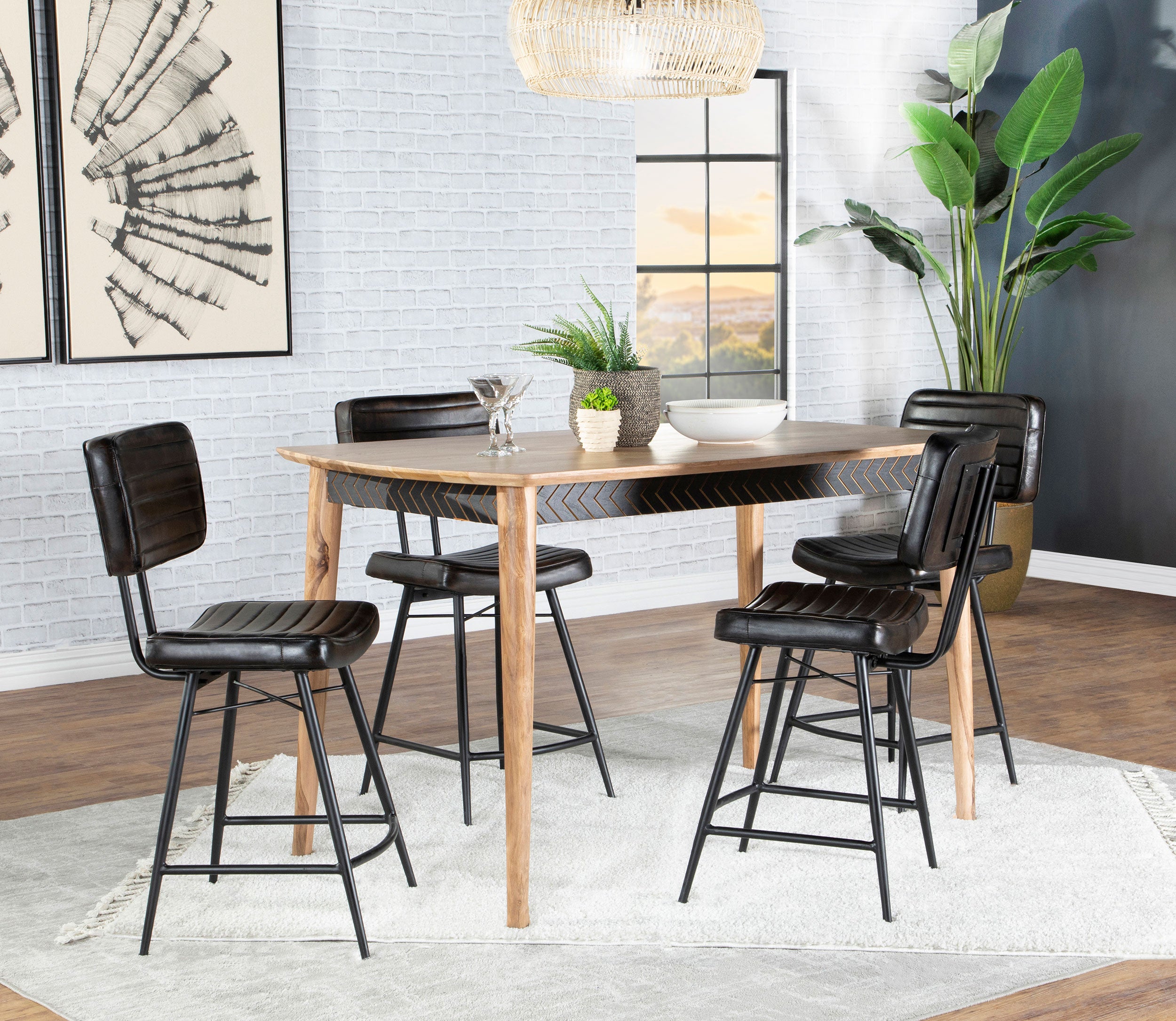 Best Furniture Outlet - Coaster - Partridge 5-piece Counter Dining Set Sheesham and Espresso - 110578-S5E