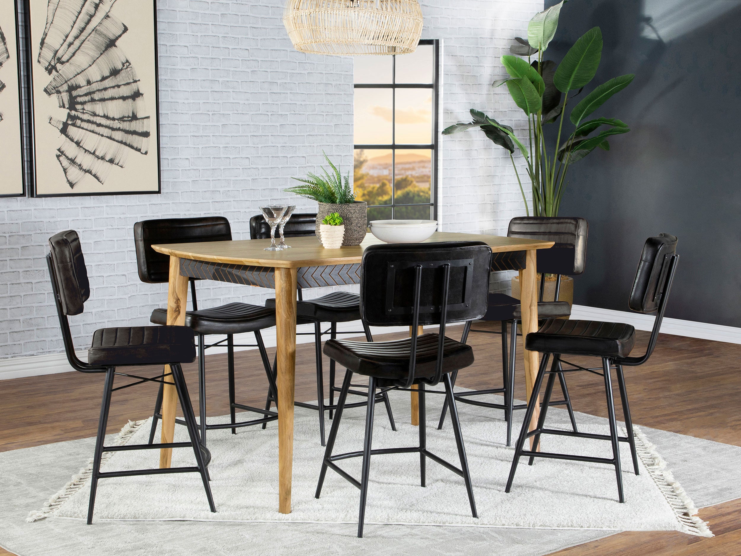 Best Furniture Outlet - Coaster - Partridge 7-piece Counter Dining Set Sheesham and Espresso - 110578-S7E