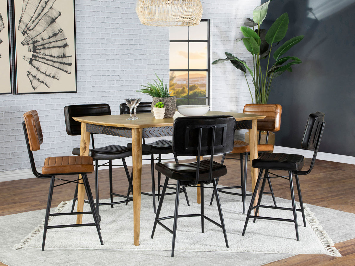 Best Furniture Outlet - Coaster - Partridge 7-piece Counter Dining Set Espresso and Camel - 110578-S7