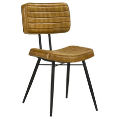 Best Furniture Outlet - Coaster - Misty Leather Upholstered Dining Side Chair Camel (Set of 2) - 110642